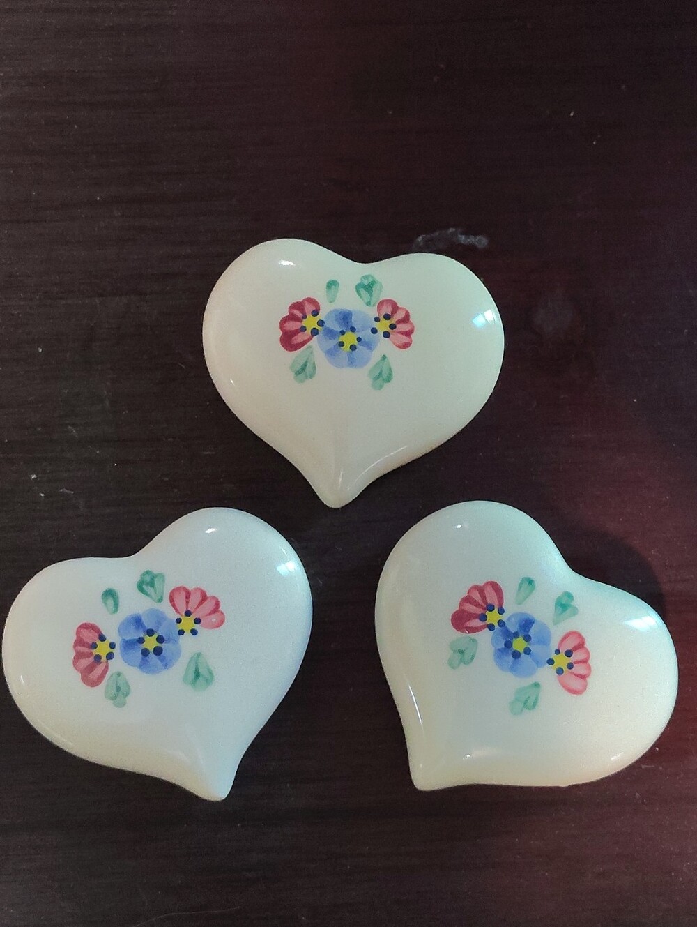 Heart Shaped Ceramic Wall Decor Floral Design Vintage Cottage Core Cute Set Of 3